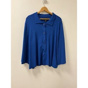 NWOT Cable & Gauge Cobalt Blue Large Button Sweater 3/4 Sleeves Sz 1X